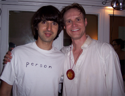 Todd and Demetri Martin after shoot